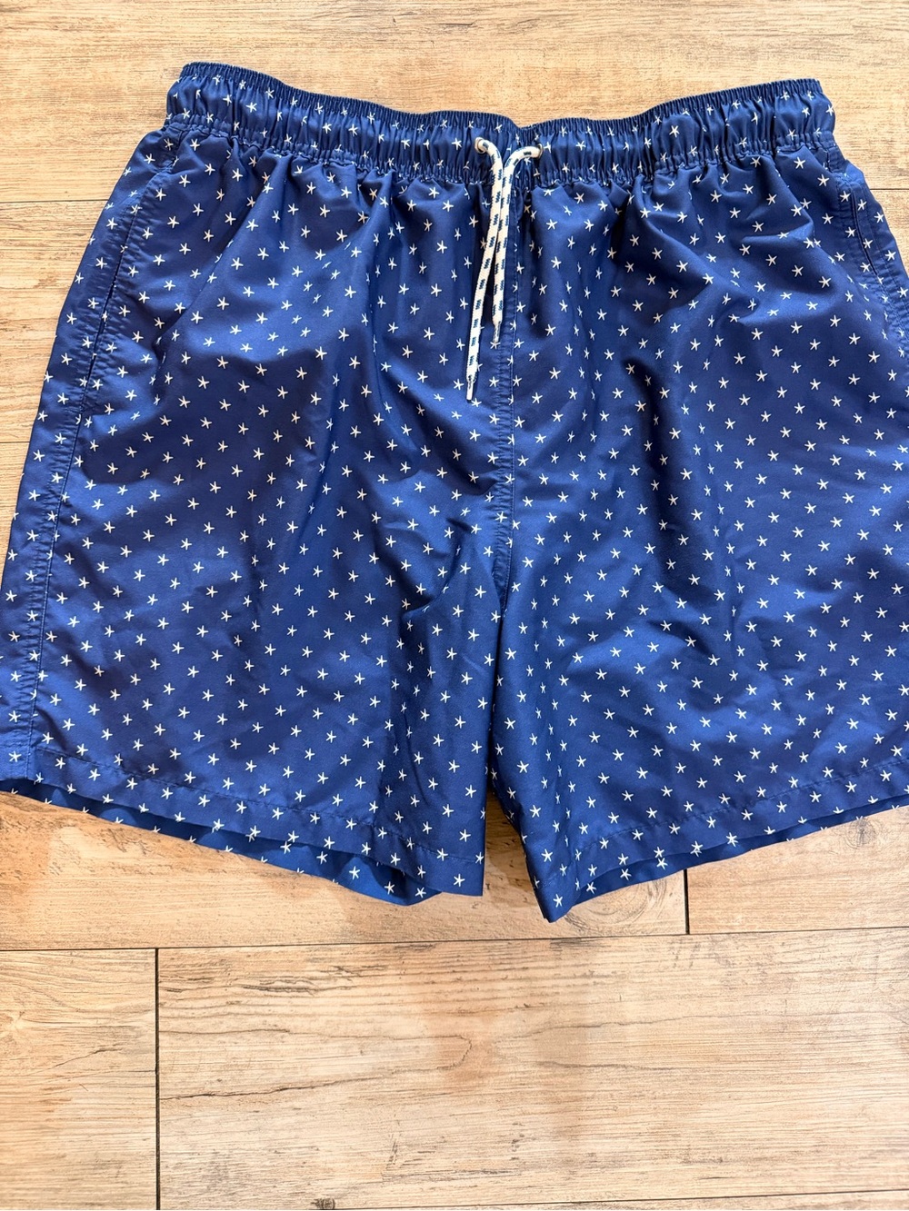Brooks Brothers Large Navy Blue Star-Print Swim Shorts